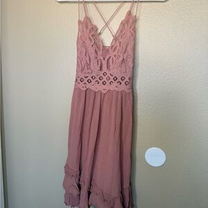 Free People Adela Blush lace dress size small